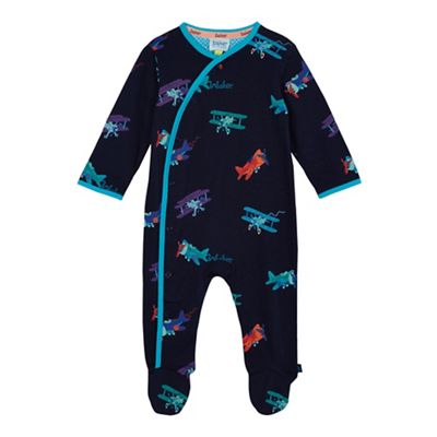 Baby boys' navy plane print sleepsuit